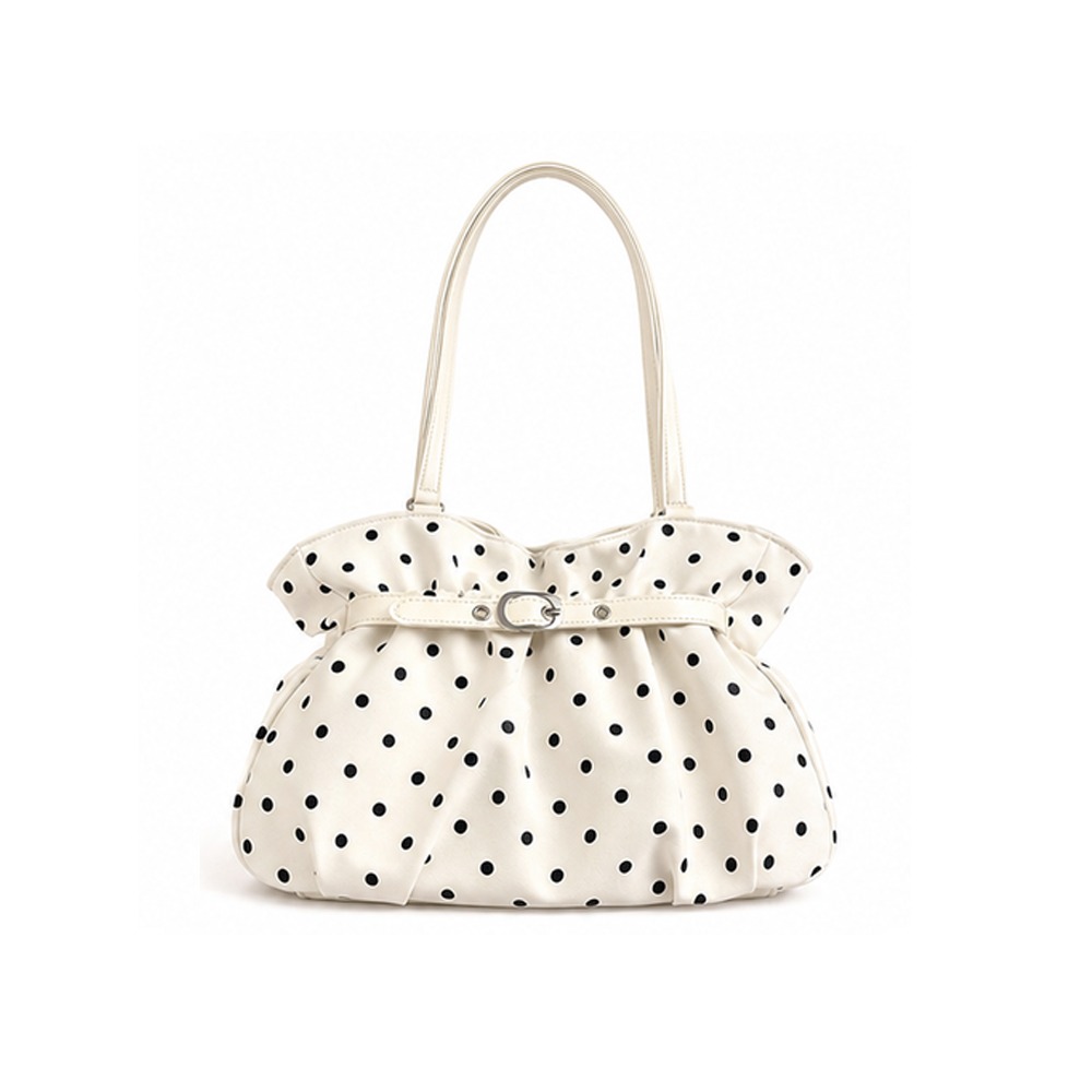 Structured Handbag Top Handle - Polka Dot Pattern Polka Dot Shoulder