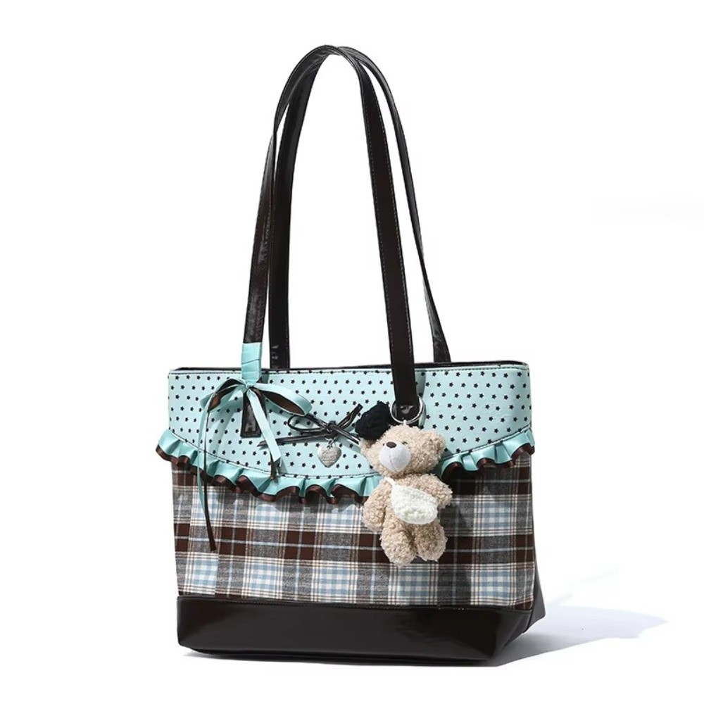 Canvas Tote Designer - Mint Green Canvas Tote Bag Chocolate