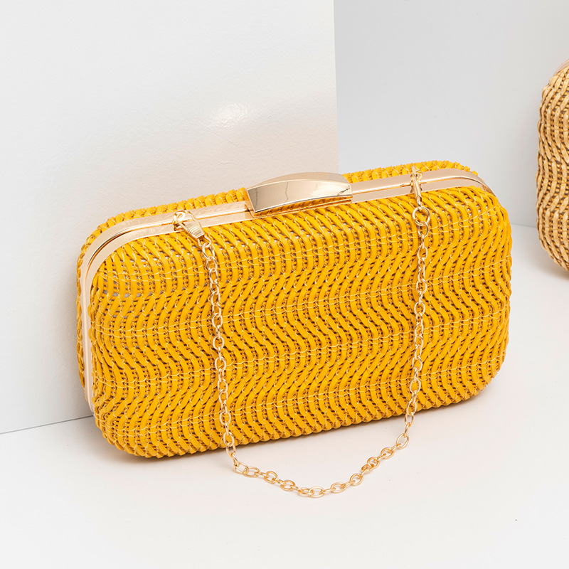Luxury Bags Consignment - Casual Straw Women's Bag Yellow Clutch