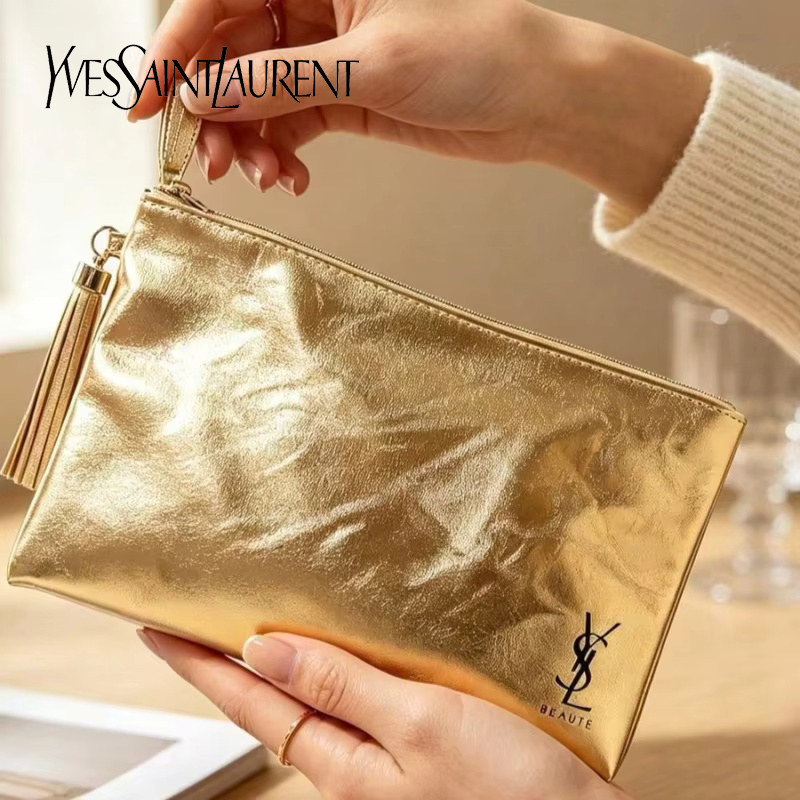 Luxury Bags Consignment - YSL Golden Cosmetic Bag, Portable Waterproof